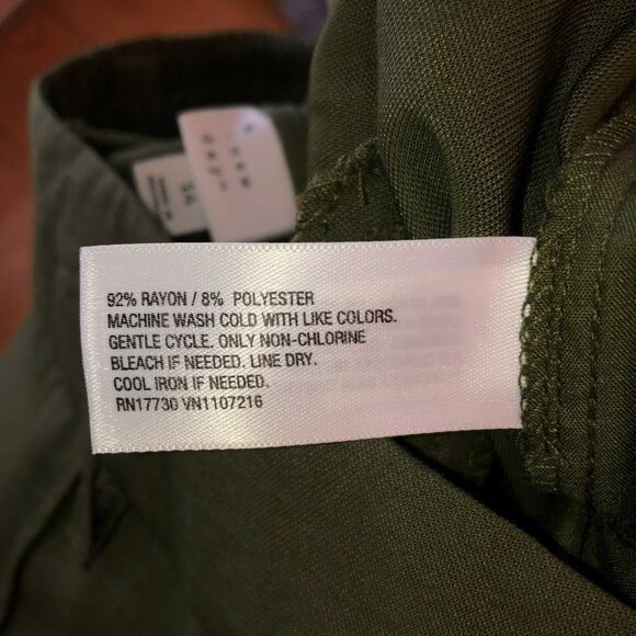 A New Day Slim Ankle Pants Green Elastic In Back Of Waist Side Pockets Size 14 - Picture 10 of 12